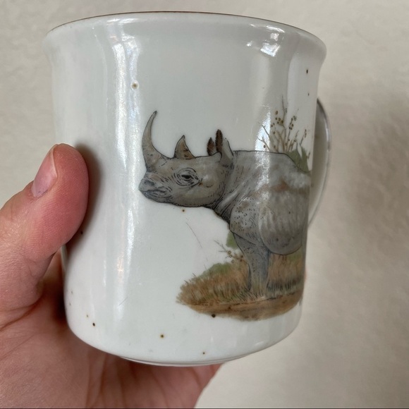Vintage Otagiri Rhinoceros Coffee Mug Rhino Tea Speckled - Picture 2 of 9